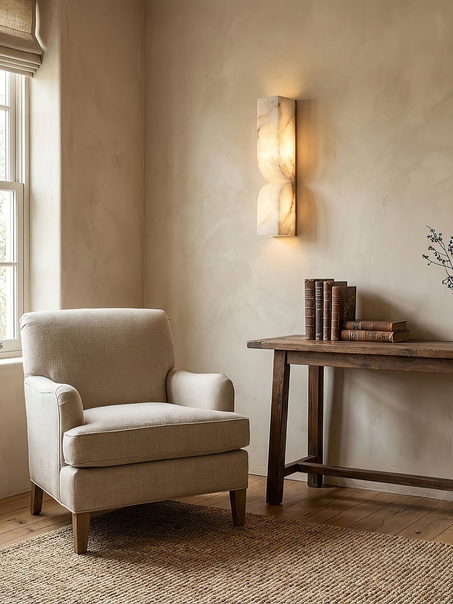 AlabasterGlow | Elegant Minimalist Alabaster Wall Sconce Light Fixture 6