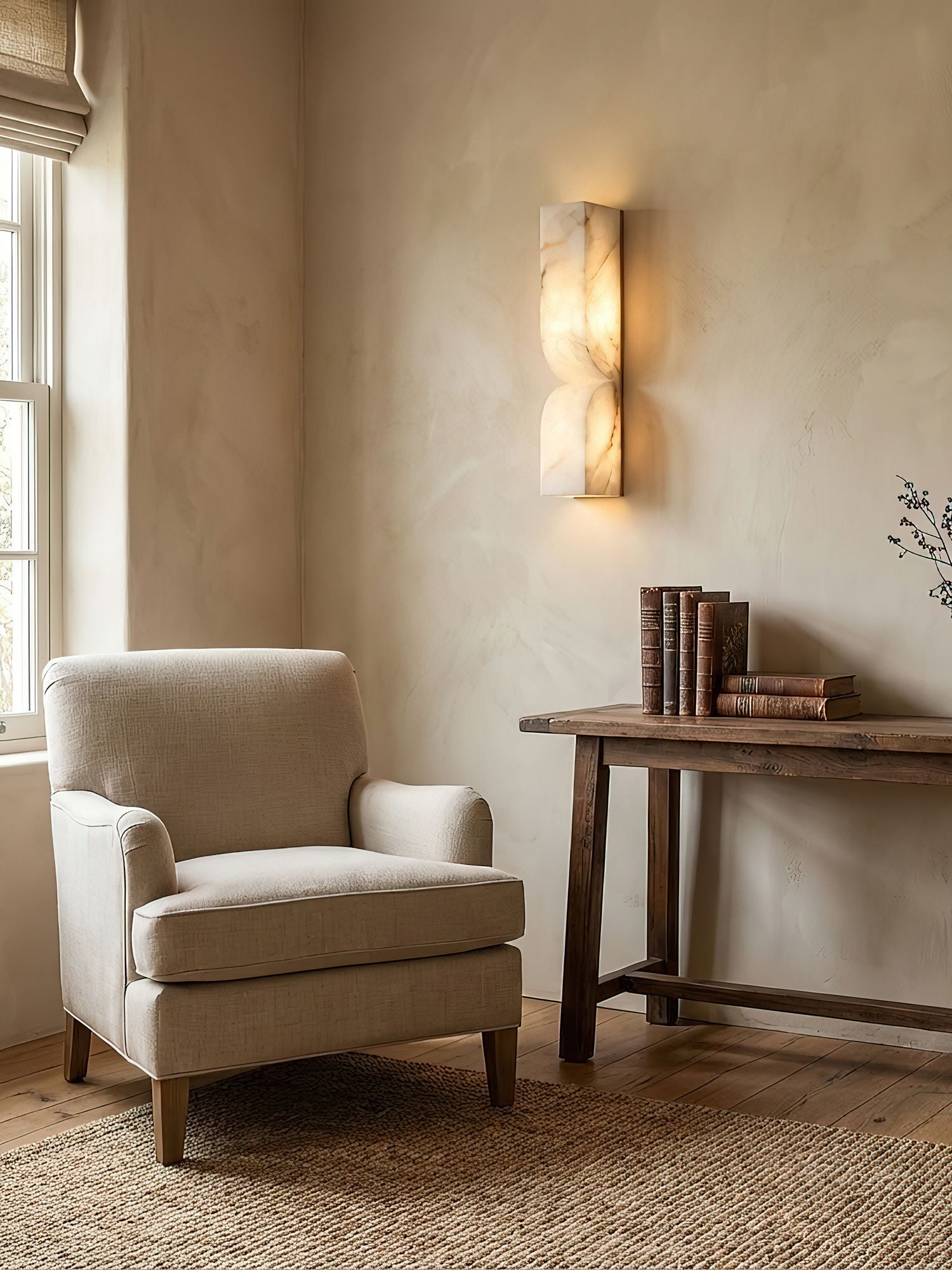 AlabasterGlow | Elegant Minimalist Alabaster Wall Sconce Light Fixture 6