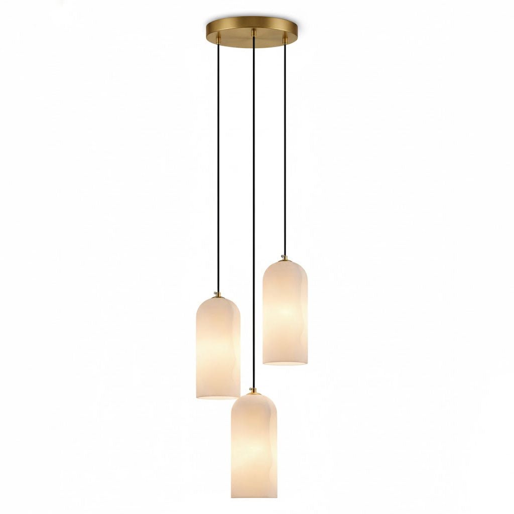 AlabasterGlow | Elegant Modern Brass-Finished Kitchen Pendant Lighting 4