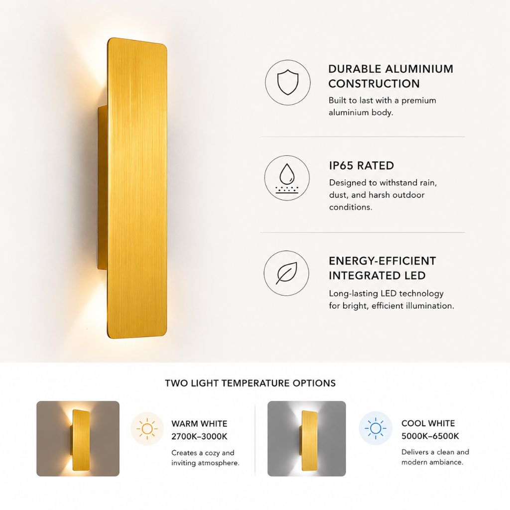 AuroraGlow | Elegant Durable Outdoor Wall Light Fixture with LED 4