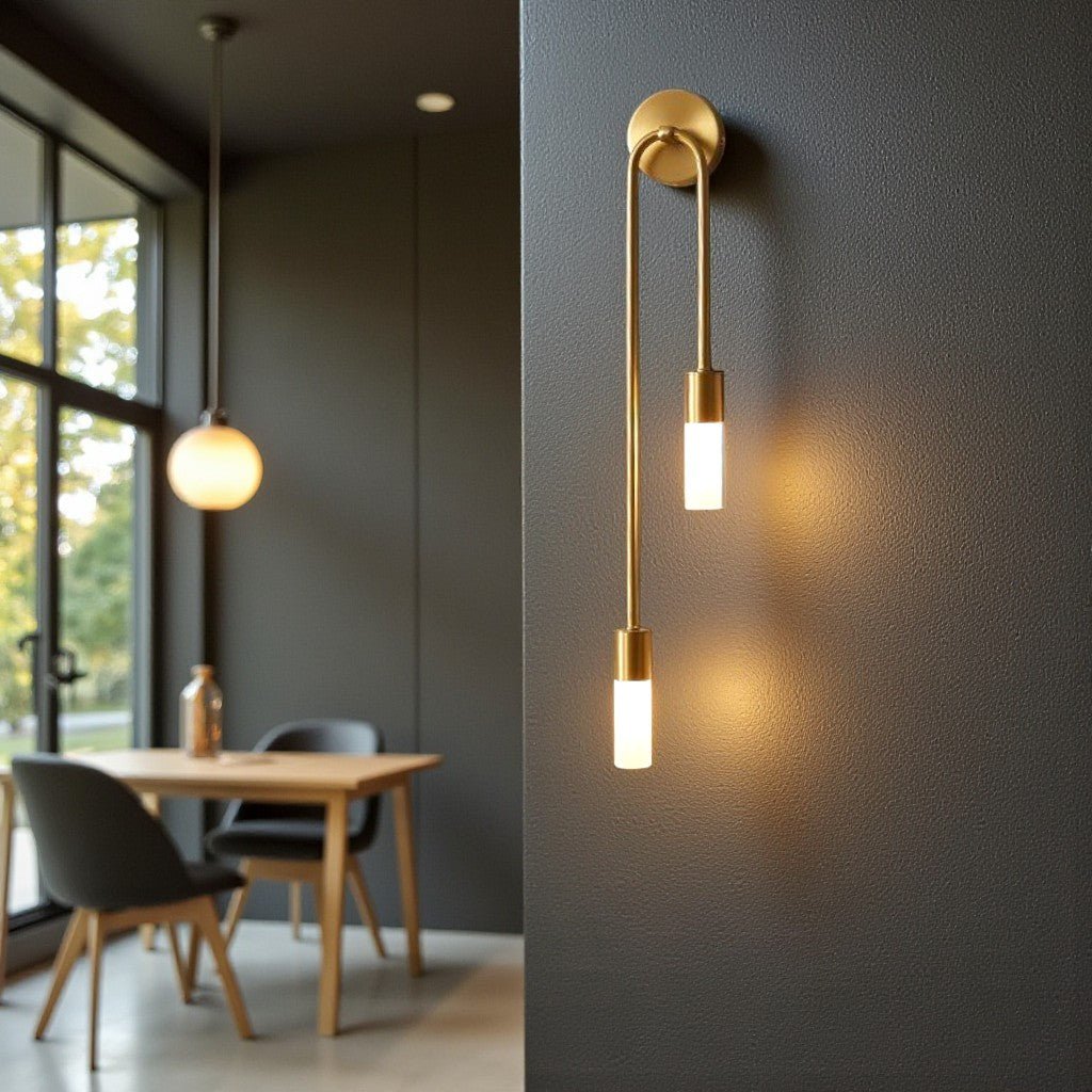 AuroraGlow | Elegant Modern Gold Wall Sconce with Double Frosted Cylinders 4