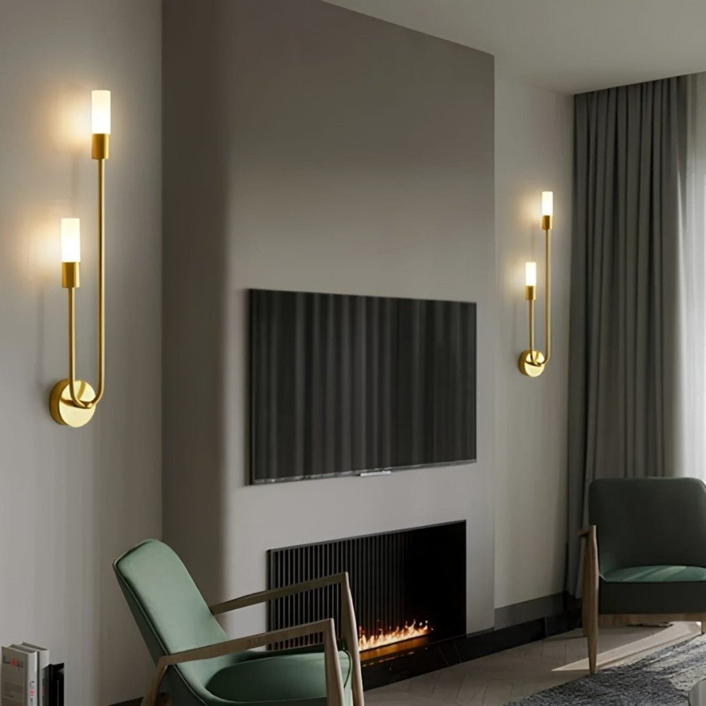 AuroraGlow | Elegant Modern Gold Wall Sconce with Double Frosted Cylinders 5