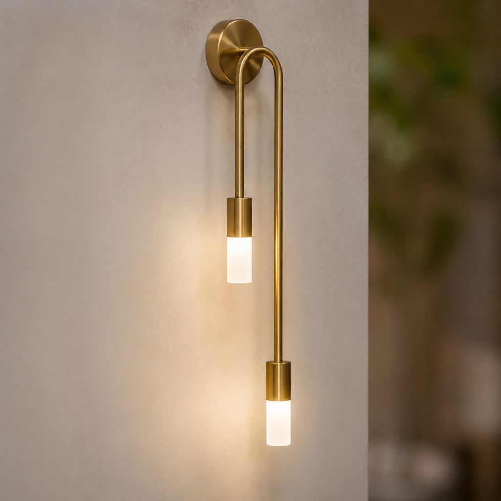 AuroraGlow | Elegant Modern Gold Wall Sconce with Double Frosted Cylinders 7