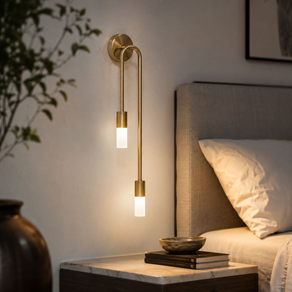 AuroraGlow | Elegant Modern Gold Wall Sconce with Double Frosted Cylinders 8