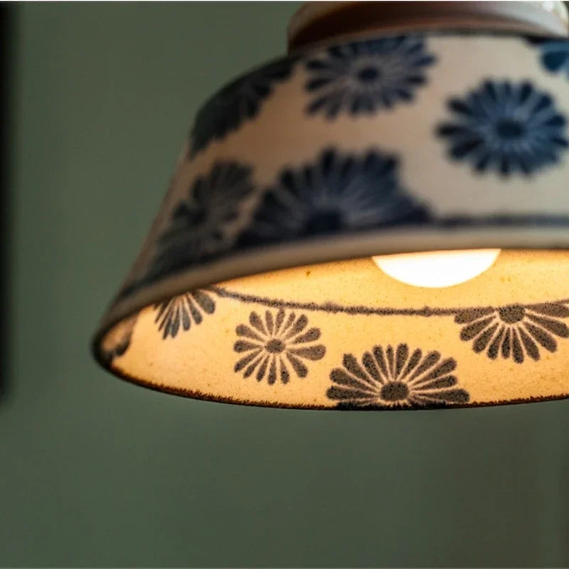 Ceramica | Elegant Hand-Painted Floral Kitchen Pendant Lighting Fixture 3