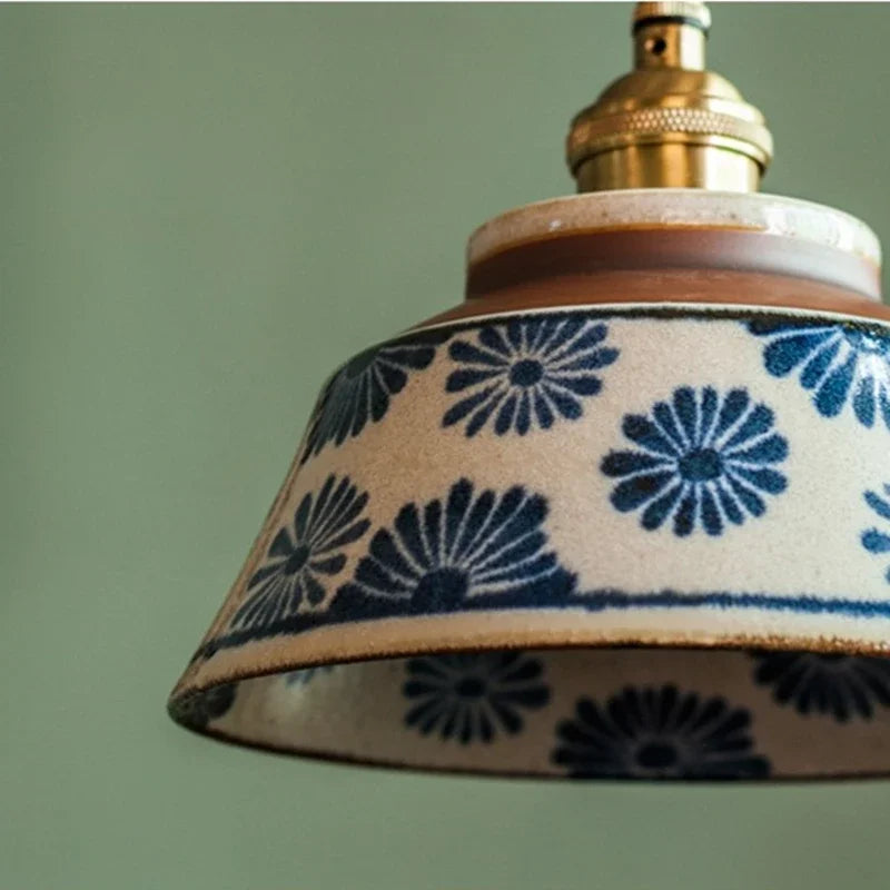 Ceramica | Elegant Hand-Painted Floral Kitchen Pendant Lighting Fixture 5
