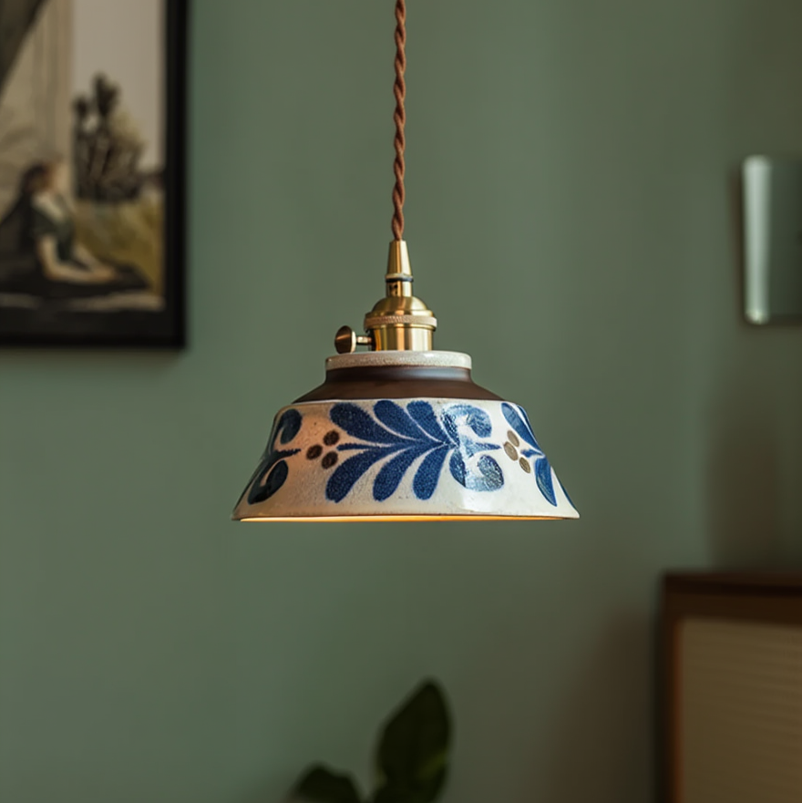 Ceramica | Elegant Hand-Painted Floral Kitchen Pendant Lighting Fixture 8