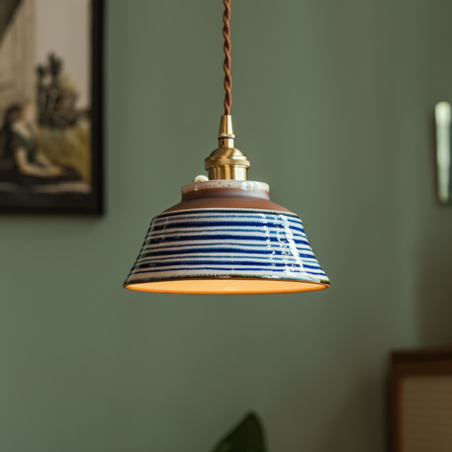 Ceramica | Elegant Hand-Painted Floral Kitchen Pendant Lighting Fixture 9