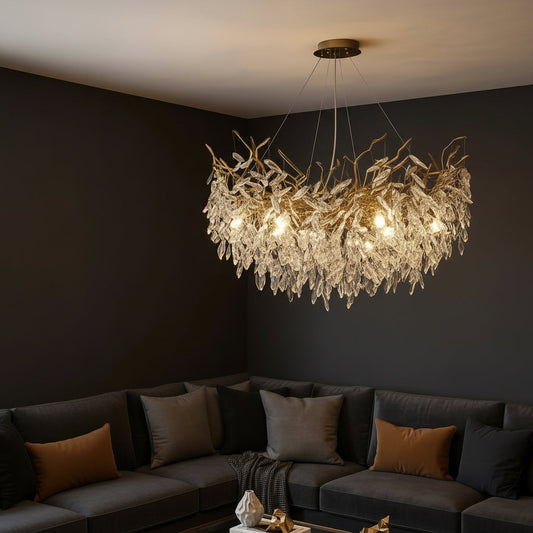 Elegant Crystal Chandelier | Modern Design with Dimmable LED Light | Perfect for Dining Room and Living Space Illumination 0