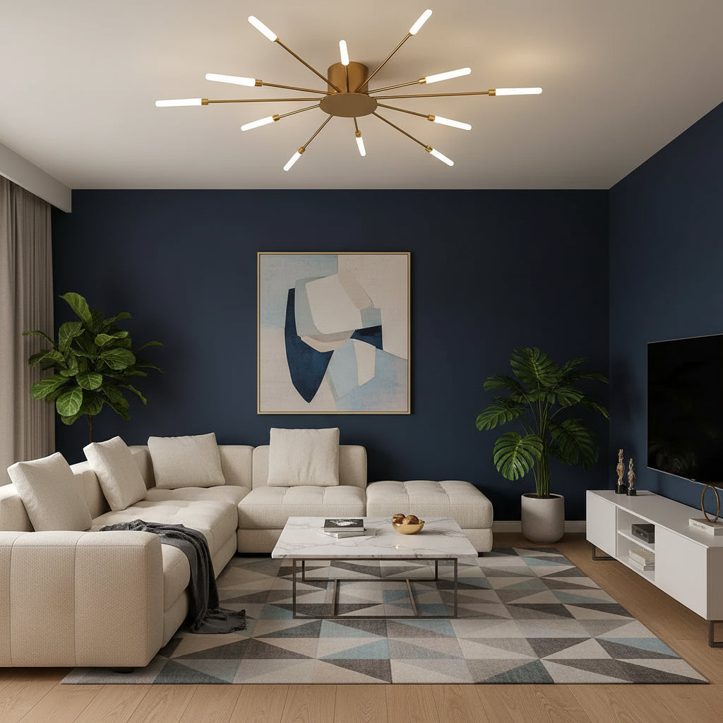 Elegant Flush Mount Ceiling Light with LED Bulbs | Modern Design for Stunning Home Ambiance 0