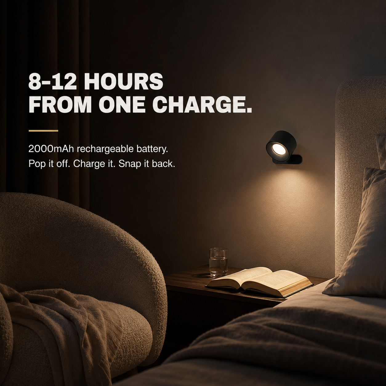 LumenMagnet | Stylish Rechargeable Magnetic Wall Reading Light 4