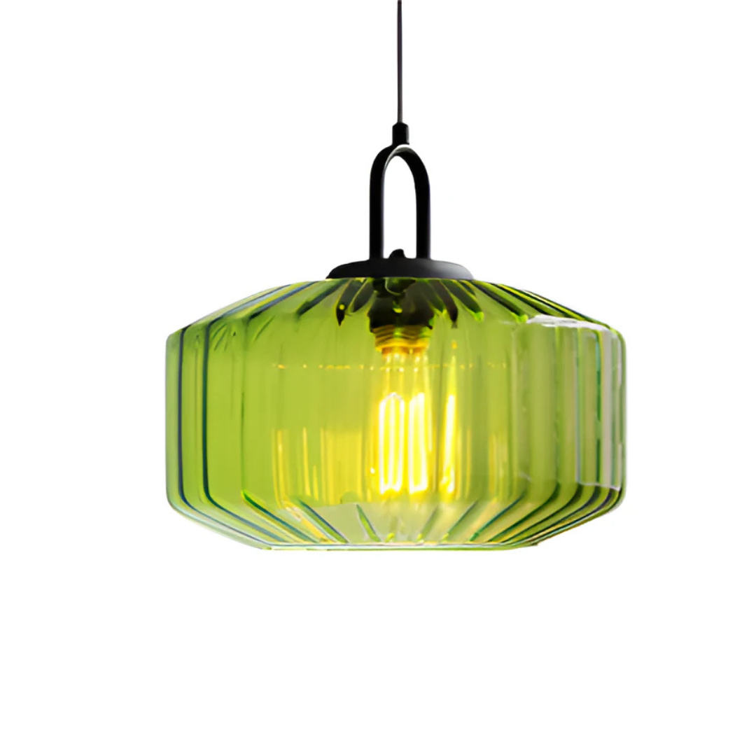LuminaGlass | Elegant Retro Ribbed Glass Kitchen Pendant Light Fixture 0