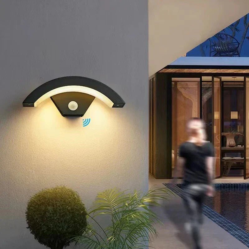 LumosCurve | Sleek Modern Motion Sensor Outdoor Wall Light 1