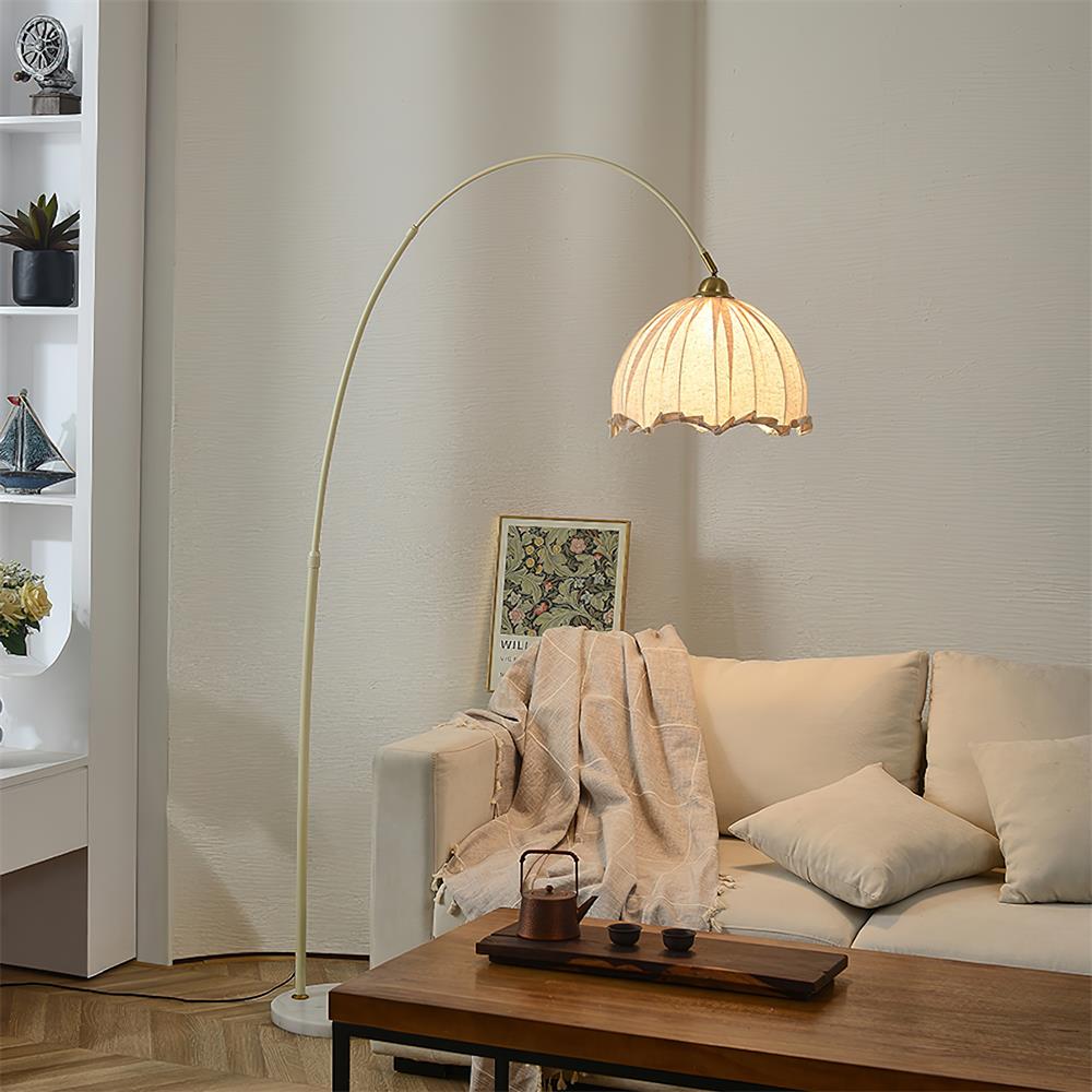 Lunaris | Elegant Modern Black Arc Floor Lamp with Fabric Shade 1