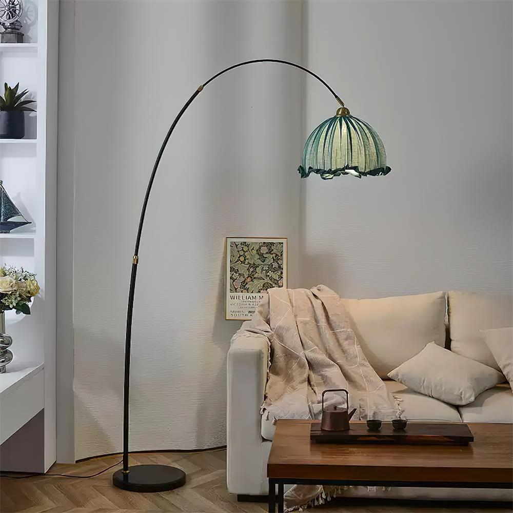 Lunaris | Elegant Modern Black Arc Floor Lamp with Fabric Shade 2