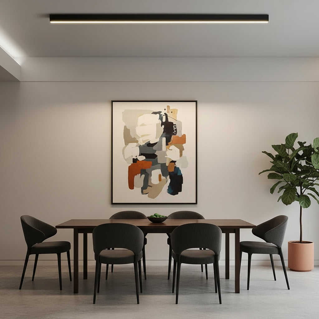 Modern Minimalist | Linear LED Ceiling Light Fixture with Soft Acrylic Diffuser | Ideal Dining Room Lighting Solution 0