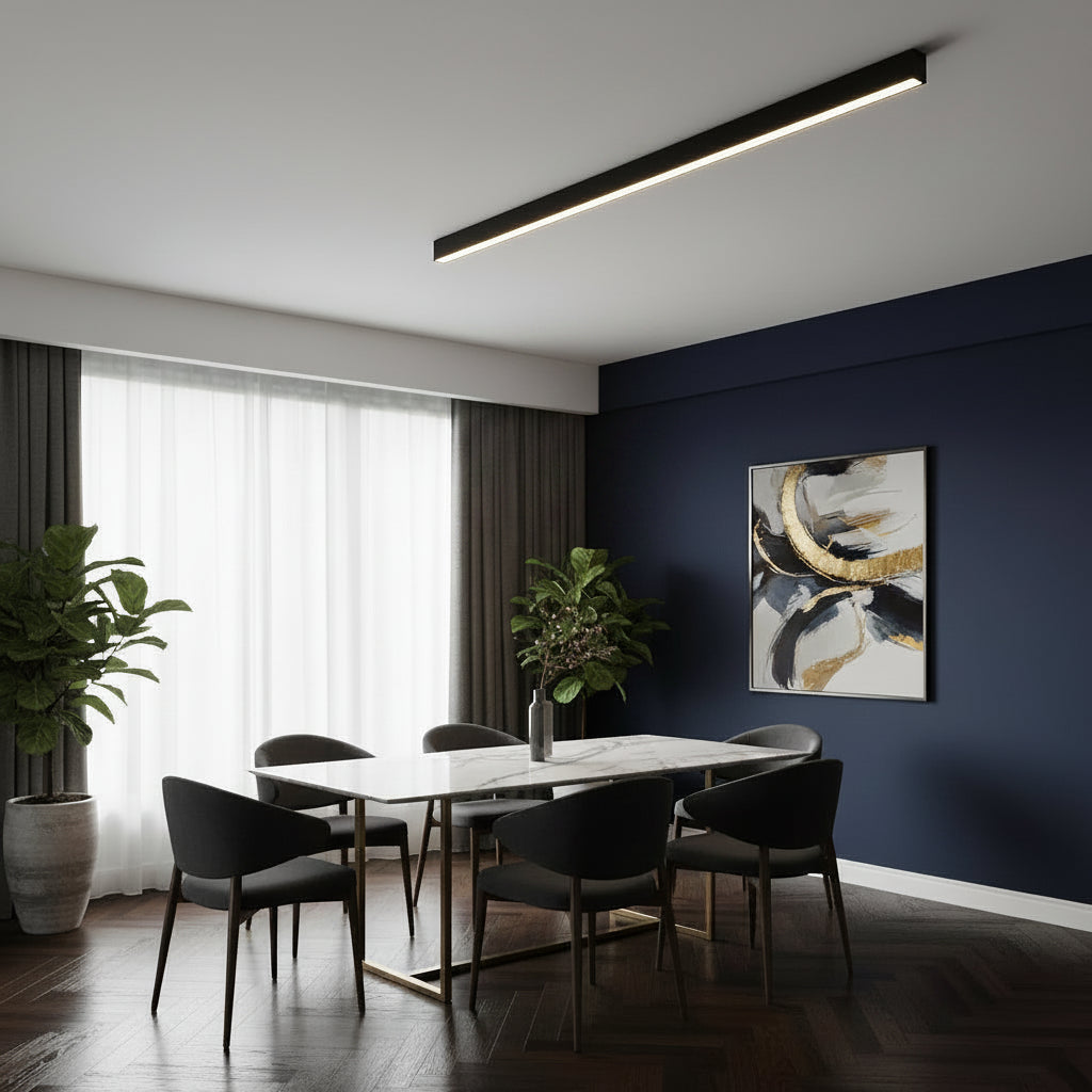 Modern Minimalist | Linear LED Ceiling Light Fixture with Soft Acrylic Diffuser | Ideal Dining Room Lighting Solution 5