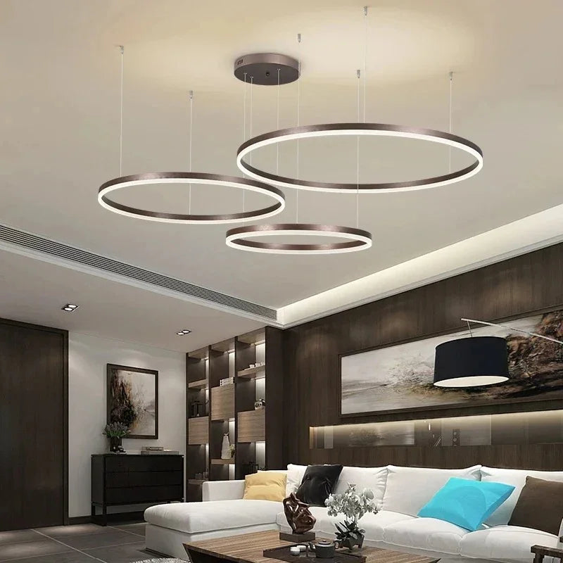 MossAura | Modern Black LED Ring Chandelier for Dining Room Elegance 3