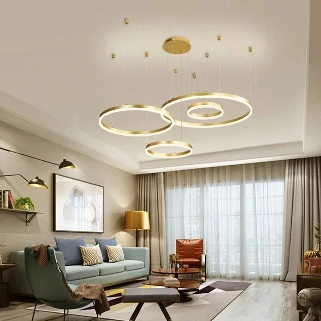 MossAura | Modern Black LED Ring Chandelier for Dining Room Elegance 7