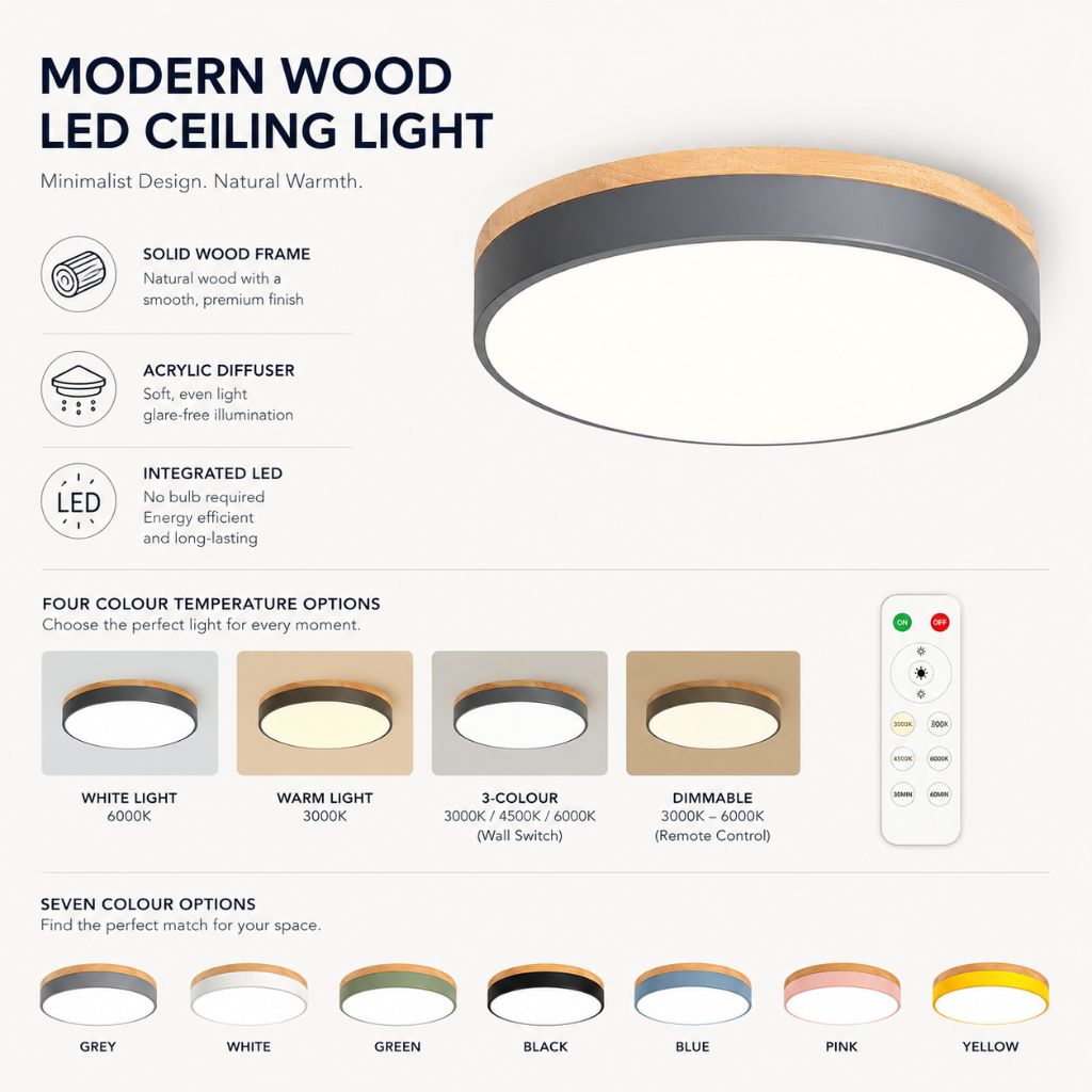 Naturalis | Elegant Solid Wood Flush Mount Ceiling Light Fixture 5