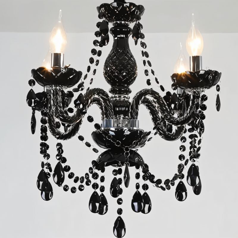ObsidianGlow | Elegant Modern Black Crystal Chandelier Light Fixture 1