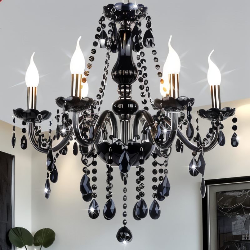 ObsidianGlow | Elegant Modern Black Crystal Chandelier Light Fixture 5