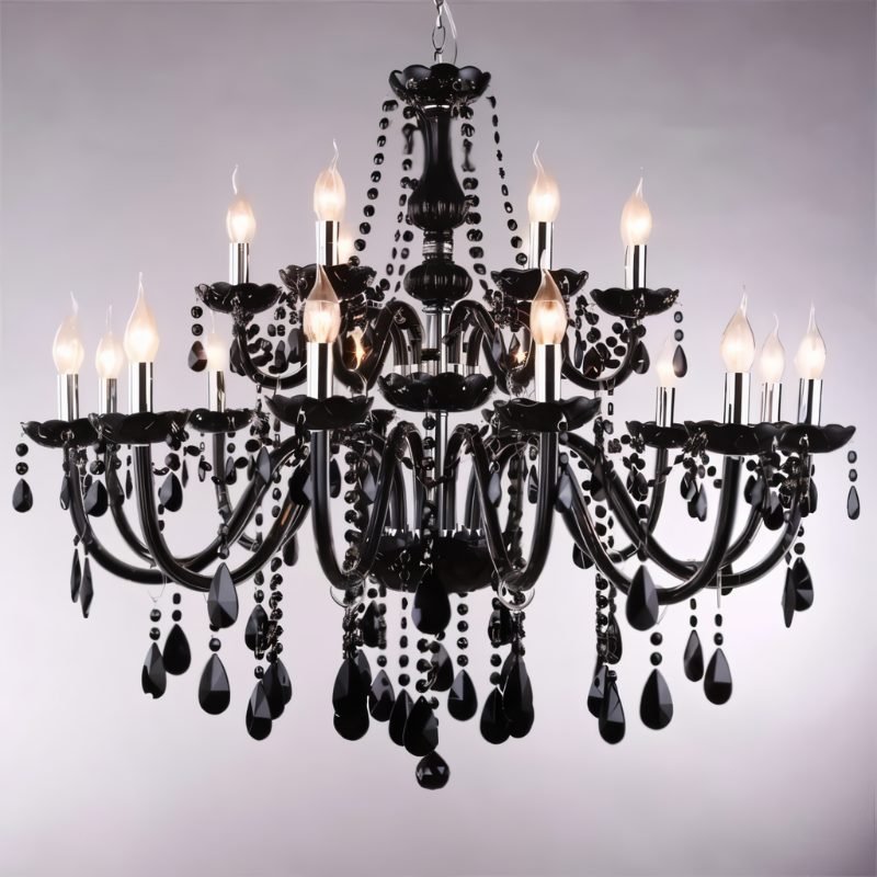 ObsidianGlow | Elegant Modern Black Crystal Chandelier Light Fixture 7