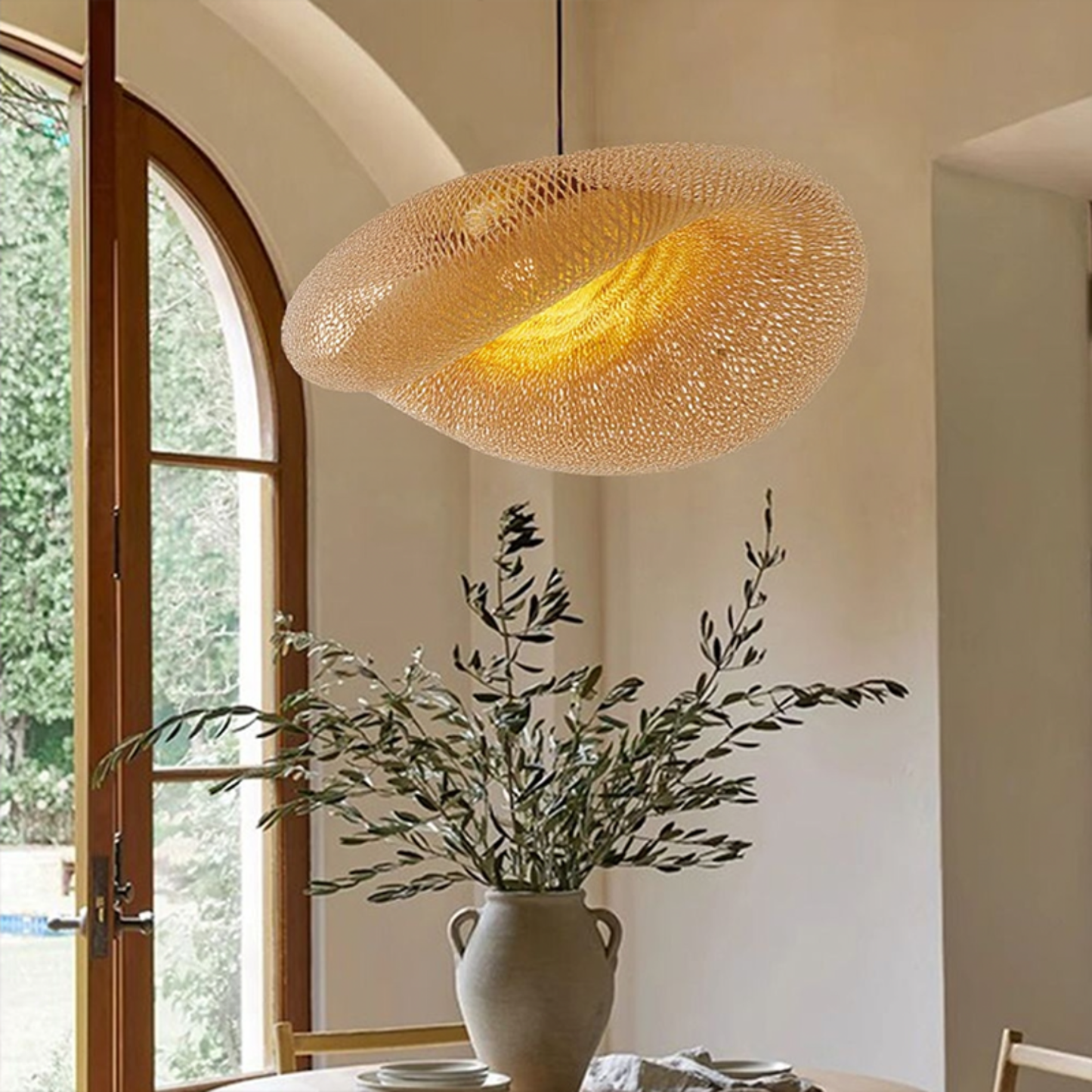 RattanWave | Elegant Natural Woven Rattan Pendant Light Fixture 11
