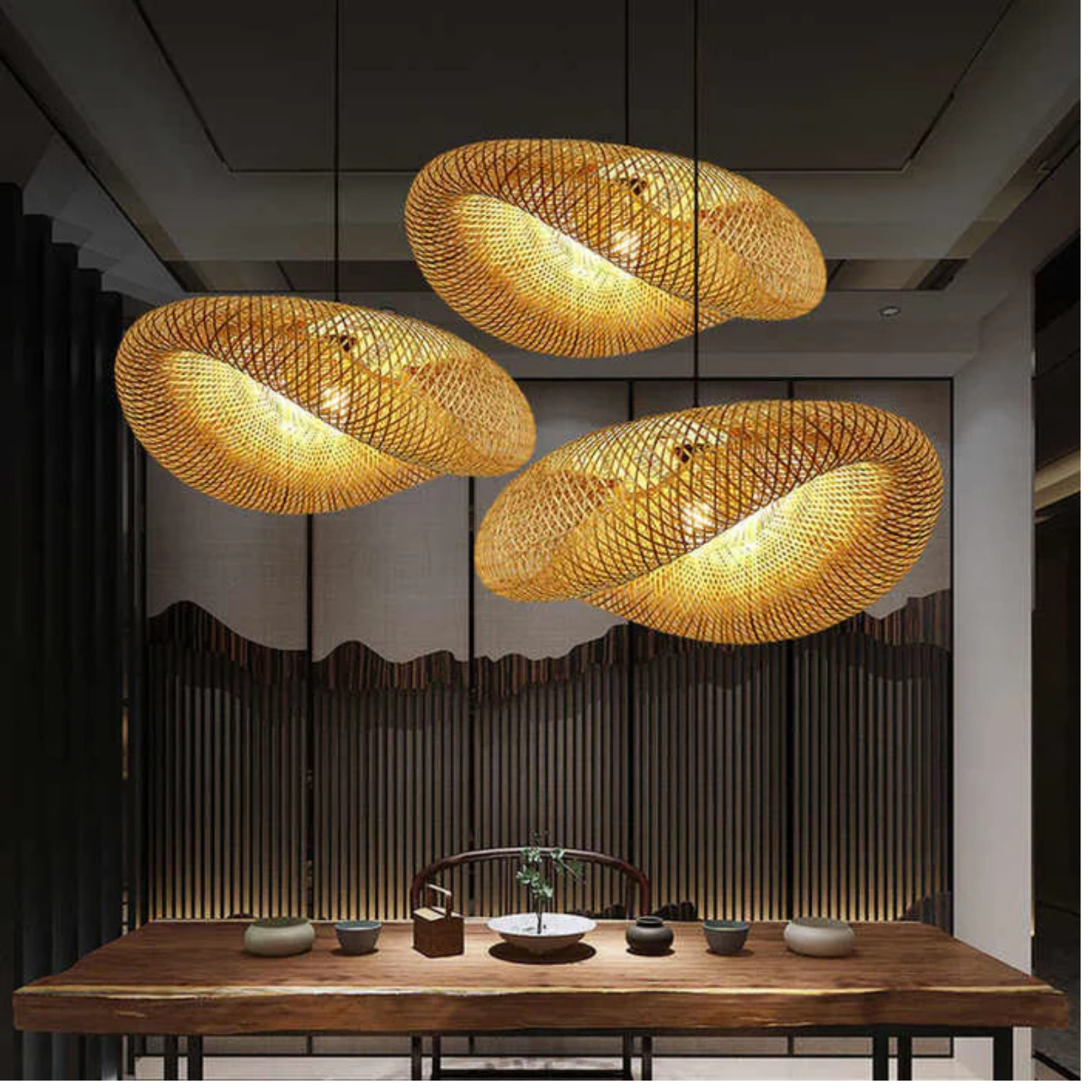 RattanWave | Elegant Natural Woven Rattan Pendant Light Fixture 3