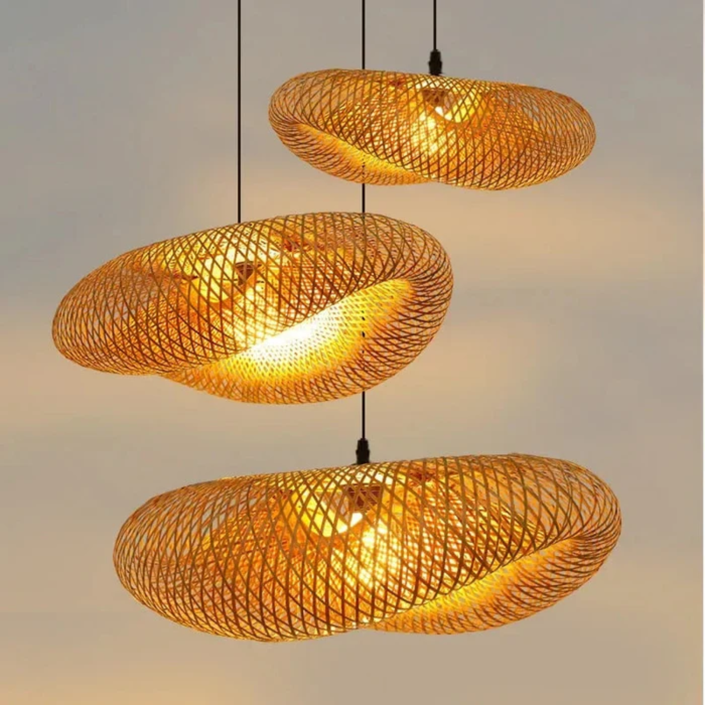 RattanWave | Elegant Natural Woven Rattan Pendant Light Fixture 4