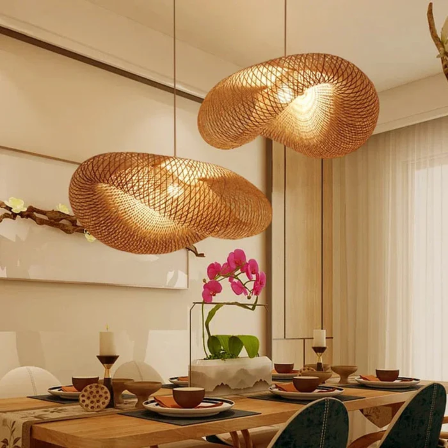 RattanWave | Elegant Natural Woven Rattan Pendant Light Fixture 5