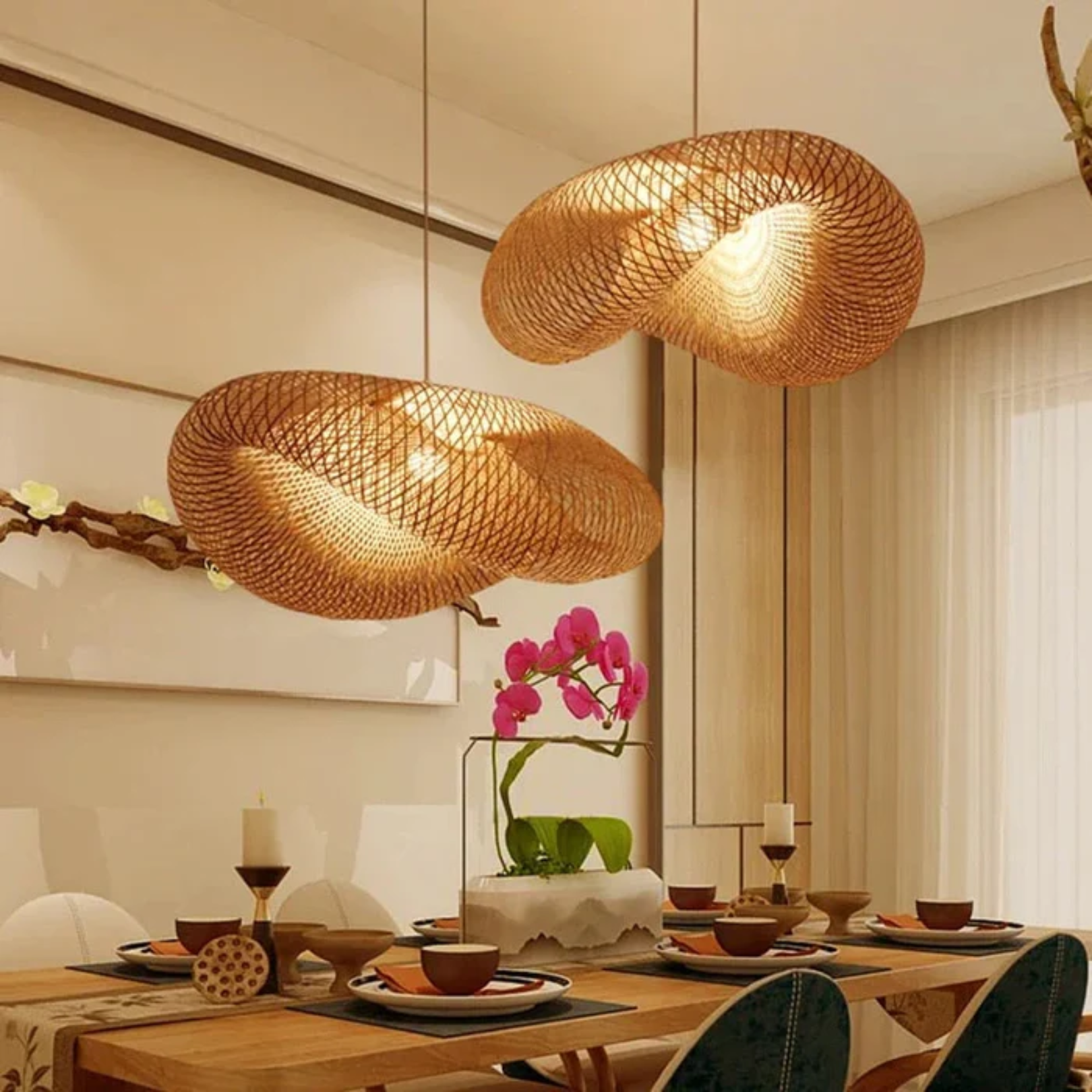 RattanWave | Elegant Natural Woven Rattan Pendant Light Fixture 5