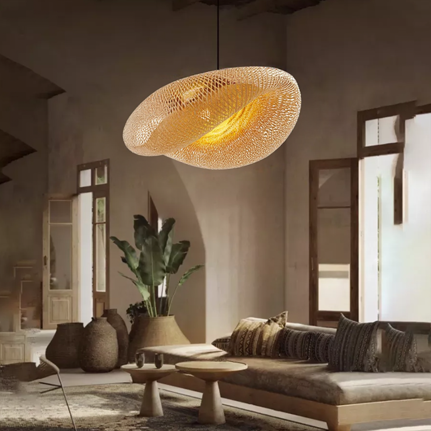 RattanWave | Elegant Natural Woven Rattan Pendant Light Fixture 9