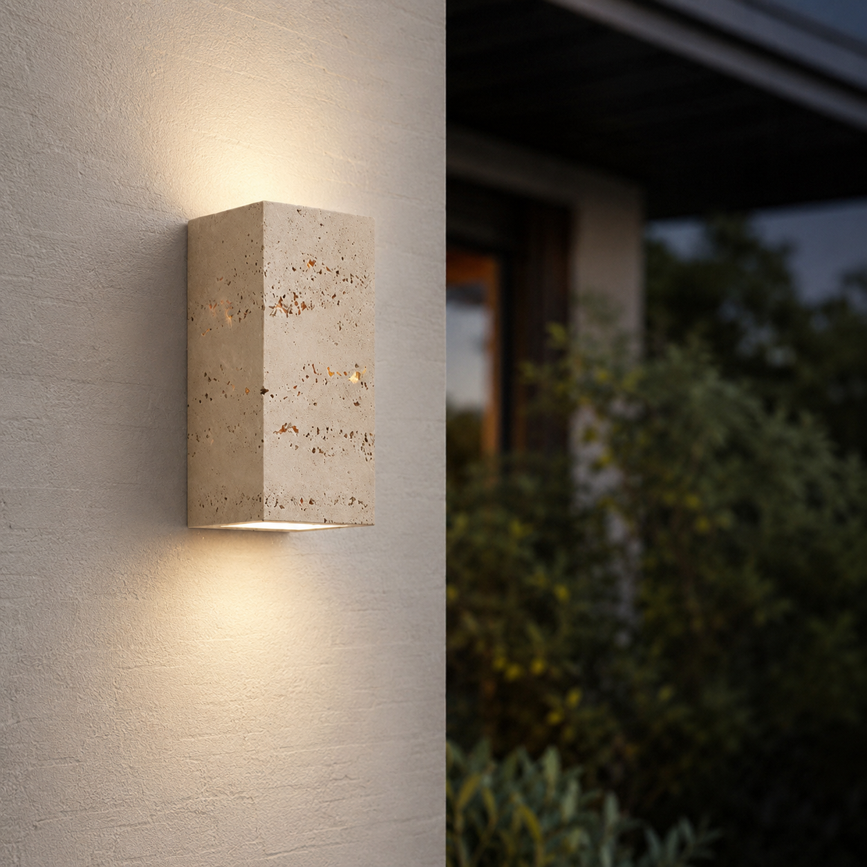 TravertineGlow | Elegant Durable Outdoor Wall Lantern with Up and Down Lights 1