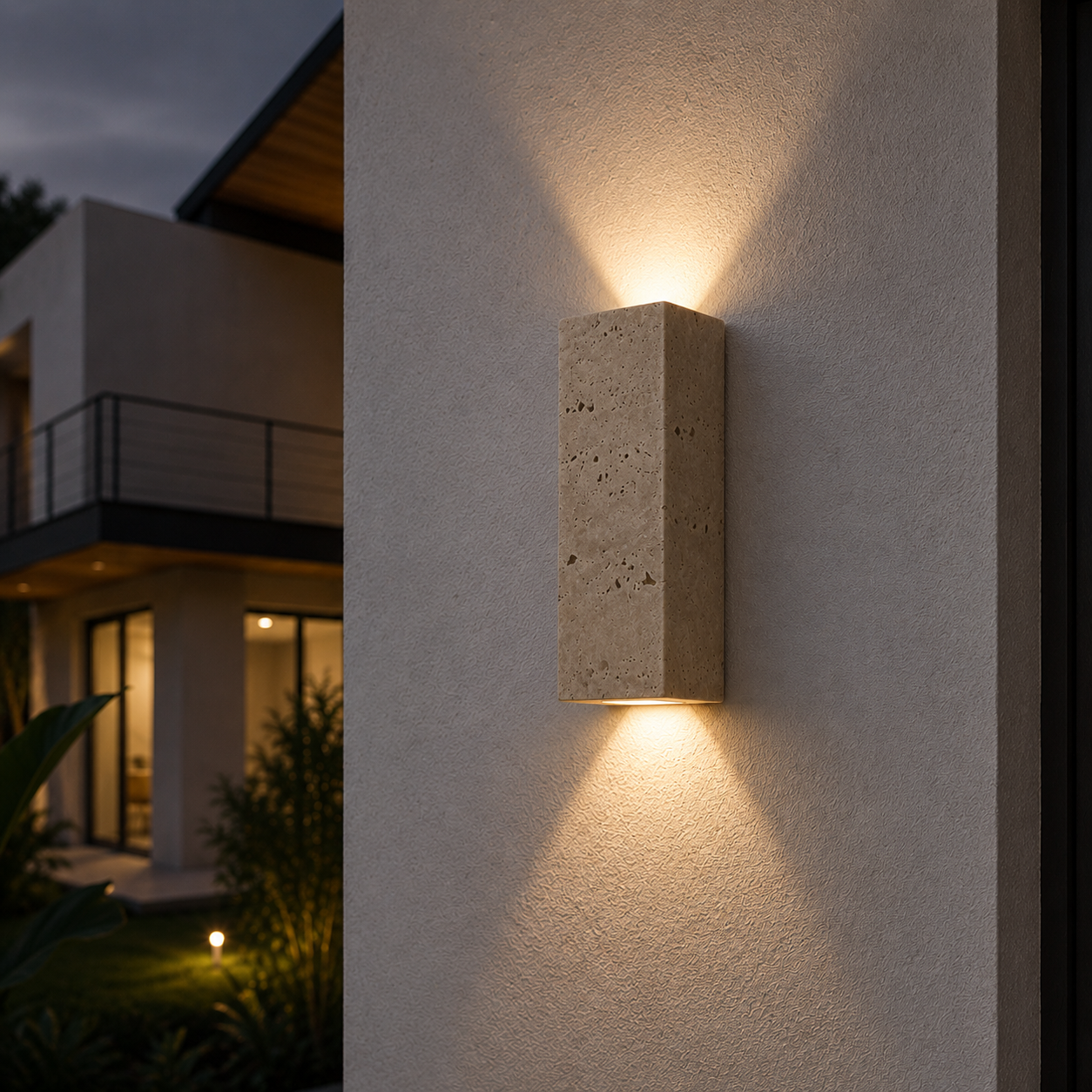 TravertineGlow | Elegant Durable Outdoor Wall Lantern with Up and Down Lights 3