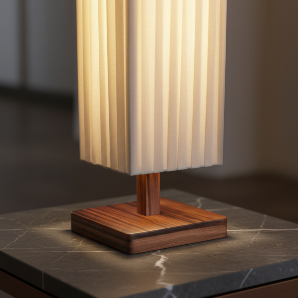 WalnutGlow | Elegant Modern Japanese Floor Lamp with Warm LED Light 7